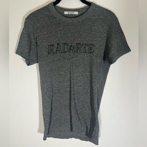 Rodarte gray minimalist "Radarte" logo tshirt sz S designer festival punk